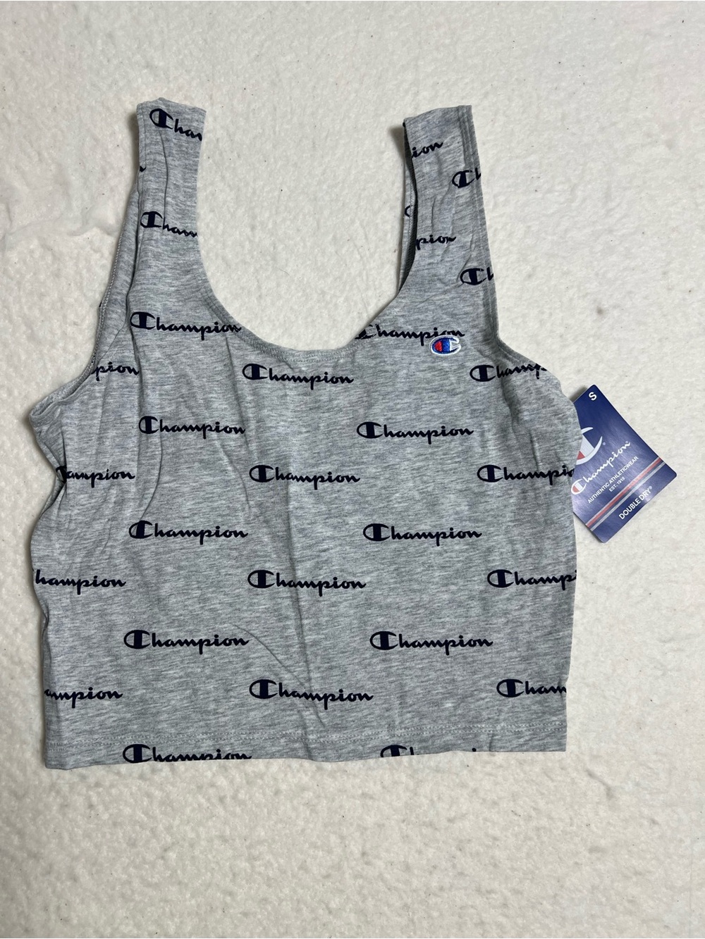 Champion Grey All-Over Logo Crop Tank